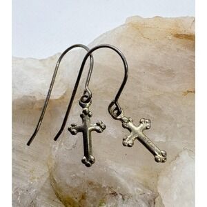 Avon Sterling Silver Cross Dangle Earrings 925 Signed Religious Christian 0.72g